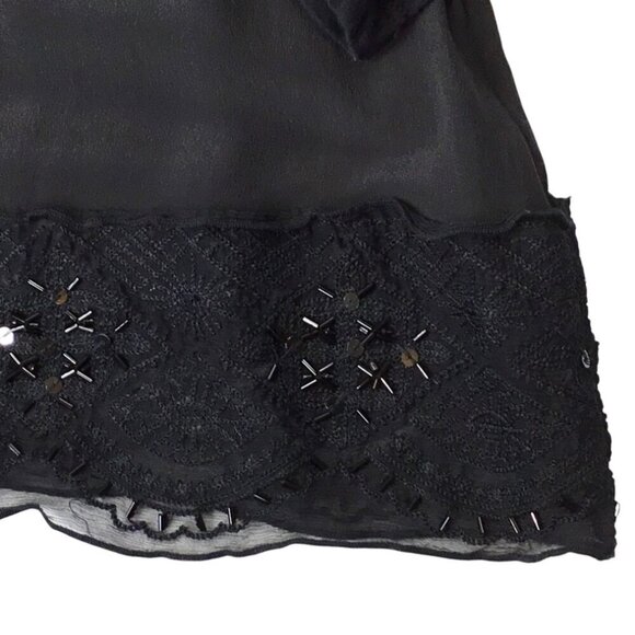 Johnny Was 4 Love and Liberty Top Blouse Size Small Black Beaded Long Sleeve - Picture 7 of 10